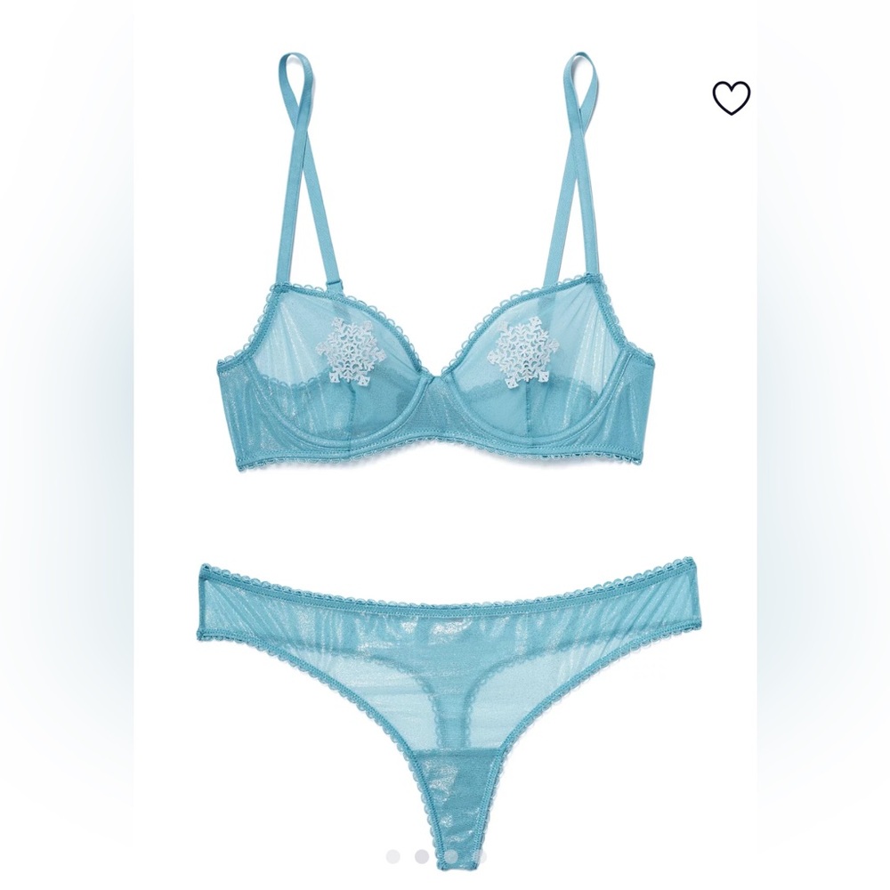 Adore Me Aqua Sheer Bra and Panty Set